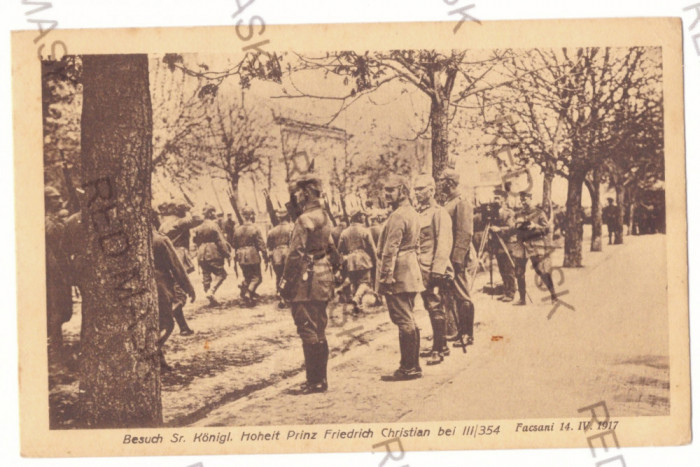 2804 - FOCSANI, German army on the street - old postcard, CENSOR - used - 1917