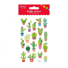 Abtibilduri DACO, Model Cactusi Pufosi, 19 Buc/Set, Multicolor, Autocolante Cactusi, Stickere Decorative, Stickere pentru Copii, Abtibilduri Copii, Ab