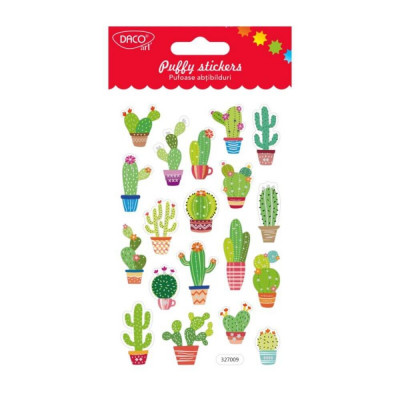 Abtibilduri DACO, Model Cactusi Pufosi, 19 Buc/Set, Multicolor, Autocolante Cactusi, Stickere Decorative, Stickere pentru Copii, Abtibilduri Copii, Ab foto