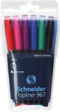 Set Liner Schneider 967, v&acirc;rf fetru 0.4mm, 6 culori/set - (N, R, A, V, Vi, Roz)