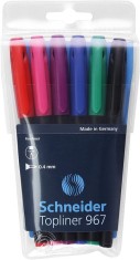 Set Liner Schneider 967, v&acirc;rf fetru 0.4mm, 6 culori/set - (N, R, A, V, Vi, Roz)