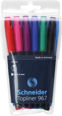 Set Liner Schneider 967, v&amp;acirc;rf fetru 0.4mm, 6 culori/set - (N, R, A, V, Vi, Roz) foto