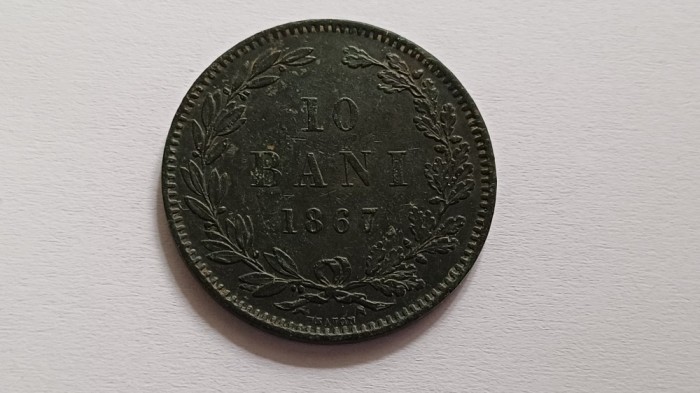 Romania -10 Bani 1867-HEATON-Stare f buna