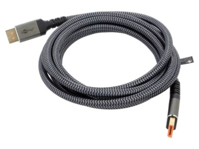 Cablu DisplayPort textil Goobay 3m gri, cod 75686 foto