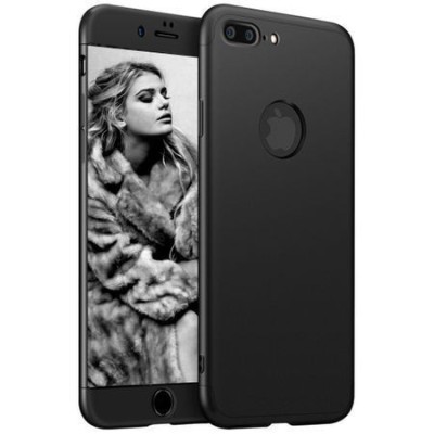 Husa Apple iPhone 8 Plus, FullBody Elegance Luxury Negru, acoperire completa 360 grade cu folie de sticla foto