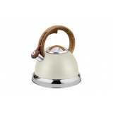 Ceainic Retro din inox cu fluier Zilan ZLN1290, Culoare crem, Compatibil gaz, electric &amp; inductie, Capacitate 3.5L