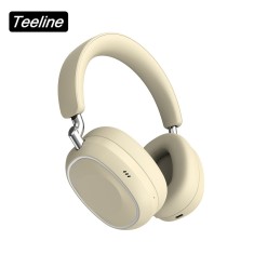 Casti wireless Over-Ear, TEELINE M32, ANC adaptiv Bluetooth 5.4, pure bass sound, autonomie 65 ore, culoarea bej