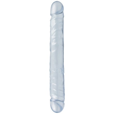 Dildouri duble - Doc Johnson Junior Penis Dublu Moale si Flexibil Membru cu Vene - Transparent foto
