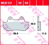 Set placute frana fata TRW MCB512SV - Honda CB 400-750-900-1100 - VF 750 Magna - XL 600 - GL 1100-1200 Gold Wing