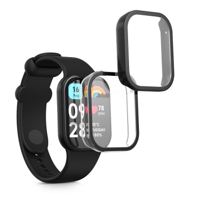 Set 2 Huse complete Kwmobile pentru Xiaomi Mi Band 8 Pro, Transparent/Negru, Plastic, KWM0000250O001C foto