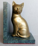 Le Chat - statueta pisica din bronz, postament din marmura, vintage anii 60