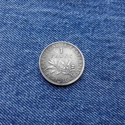 1 Franc 1916 Franta franc argint foto