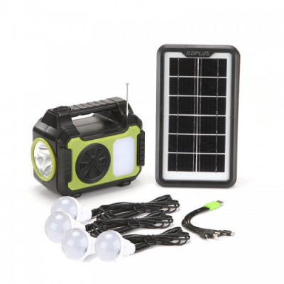 Kit solar fotovoltaic GD-8072, echipat cu dispozitive USB , 4 becuri LED si foto