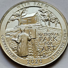 Monedă 25 cents / quarter 2020 USA, Connecticut, Weir Farm, unc, litera D
