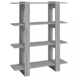 Biblioteca/Separator camera, gri sonoma, 100x30x123,5 cm