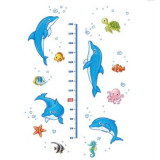 Sticker autocolant metru masurare inaltime copii, Delfinul, Albastru, 180 cm, antadesim&reg;