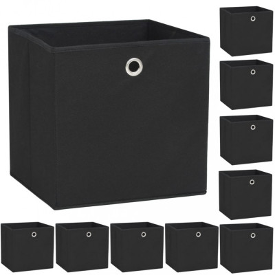 Cutii de depozitare, 10 buc. negru 32x32x32 cm material nețesut foto