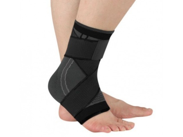 Glezniera elastica, marime M, tip bandaj, protectie pentru glezna, negru gri