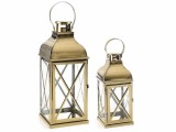 Cumpara ieftin Set 2 felinare metal auriu 14x14.5x33 cm, 19x19x47.5 cm