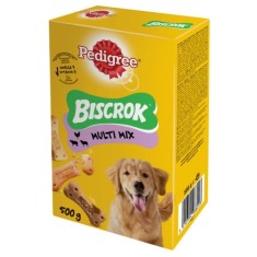Recompensa caini / hrana complementara, Pedigree Biscrok, cutie 500 g, toate taliile, adult, diverse arome
