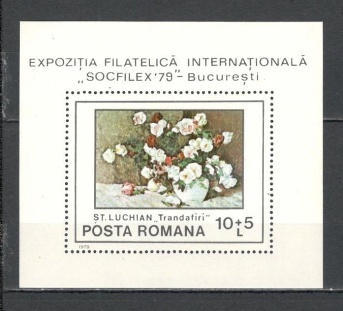Romania.1979 Expozitia filatelica SOCFILEX:Pictura-Bl. TR.444