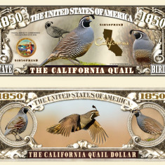 !!! SUA = FANTASY NOTE (TJ6) = CALIFORNIA , THE CALIFORNIA QUAIL - 2016 - UNC