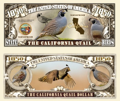 !!! SUA = FANTASY NOTE (TJ6) = CALIFORNIA , THE CALIFORNIA QUAIL - 2016 - UNC foto