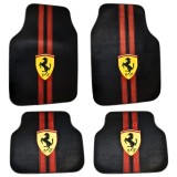 Covorașe auto universale DECOMAT &ndash; set 4 bucăți lavabile, antiderapante, cu imprimeu sport &bdquo;Scuderia Style&rdquo;, PVC