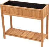 Jardiniera &icirc;naltata din lemn cu polita inferioara, 89x33x76 cm