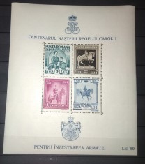 TIMBRE ROMANIA LP 133 1939 CENTENARUL NASTERII REGELUI CAROL I COLITA MNH DANTELATA