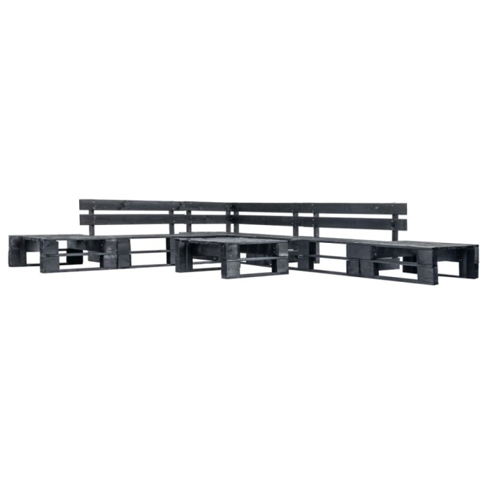 vidaXL Set mobilier de grădină din paleți, 6 piese, negru, lemn 277428