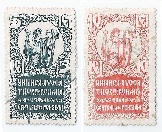 *Romania, lot 1014 cu 2 timbre fiscale judiciare, 1940, oblit.