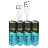 Set 4 buc acumulatori AA 1.5V 2200mWh incarcare USB type C