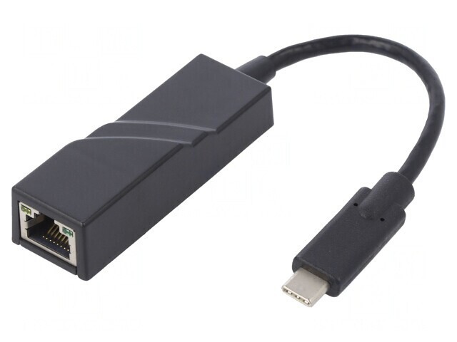 Adaptor USB-C la RJ45, Negru, 0.2m