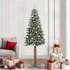 VidaXL Brad de Crăciun subțire cu 300 LED Verde și alb 210 cm 3394914