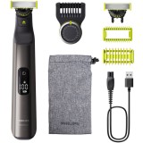 Aparat de tuns parul de pe fata si corp, Philips OneBlade Pro QP6552/15, Acumulator, Autonomie 120 min., Lungime 0, 4-10 mm, Crom