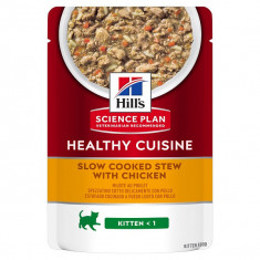 Hill's SP Healthy Cuisine Kitten, Pui și Tocană de Legume, plic hrană umedă pisici junior, 80g