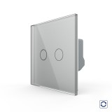 Intrerupator dublu cu revenire/reset touch Livolo, serie noua, gri