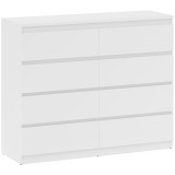 HOMCOM Comodă 8 Sertare cu M&acirc;nere Canelate 120x39x100 cm Alb | Aosom Romania