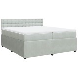Cumpara ieftin Pat box spring cu saltea, gri deschis, 200x200 cm, catifea