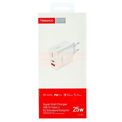 Incarcator retea Fast Charge USB-C + USB-A 25W TRANYOO T-EU6 foto
