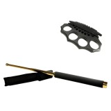 Cumpara ieftin Set Autoaparare: Baston Telescopic Otel 65cm Auriu + Box Metalic Negru ideallstore