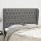 vidaXL Tăblie de pat cu aripioare gri &icirc;nchis 147x23x118/128 cm textil 3118291
