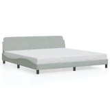 Cumpara ieftin Cadru de pat, Dover, gri deschis, 200x200 cm, catifea