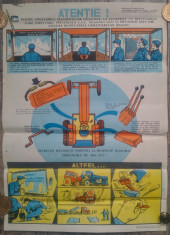 Afis Protectia Muncii din perioada comunista// Folosirea Tractoarelor U-650 foto