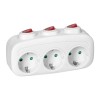 Adaptor 3 prize VIRONE ES-3 GS cu &icirc;ntrerupătoare individuale și protecție, alb