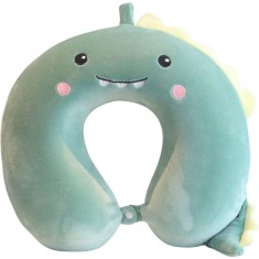Pern&Auml; traveldino, suport ergonomic pentru g&Atilde;&cent;t &Egrave;i cap, spum&Auml; cu memorie, 30x30 cm, sistem de prindere cu capse, verde