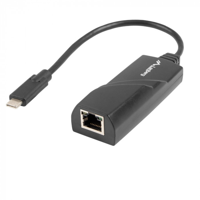 Adaptor LAN Gigabit Lanberg 41871, USB 3.1 tip C la RJ45 ethernet 1000Mbps