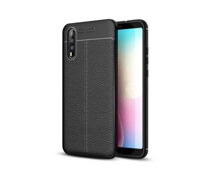 Husa Silicon Huawei P20 Black Litchi foto