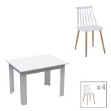 Cumpara ieftin Set masa si scaune 5 piese Manka-Aurora I Alb 110x80x77 cm